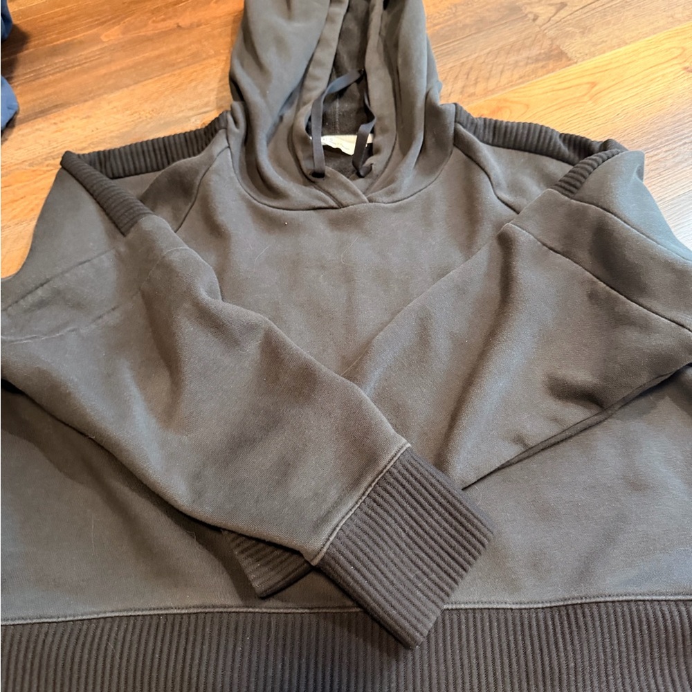 DSG Black Hooded Pullover with Ribbed Trim